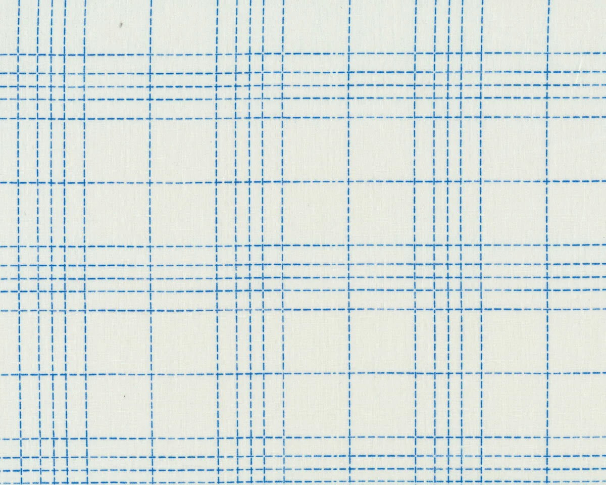 Baumwollstoff DASHED CHECKS, Strichel-Karo, wollweiß-blau, Fibre Mood
