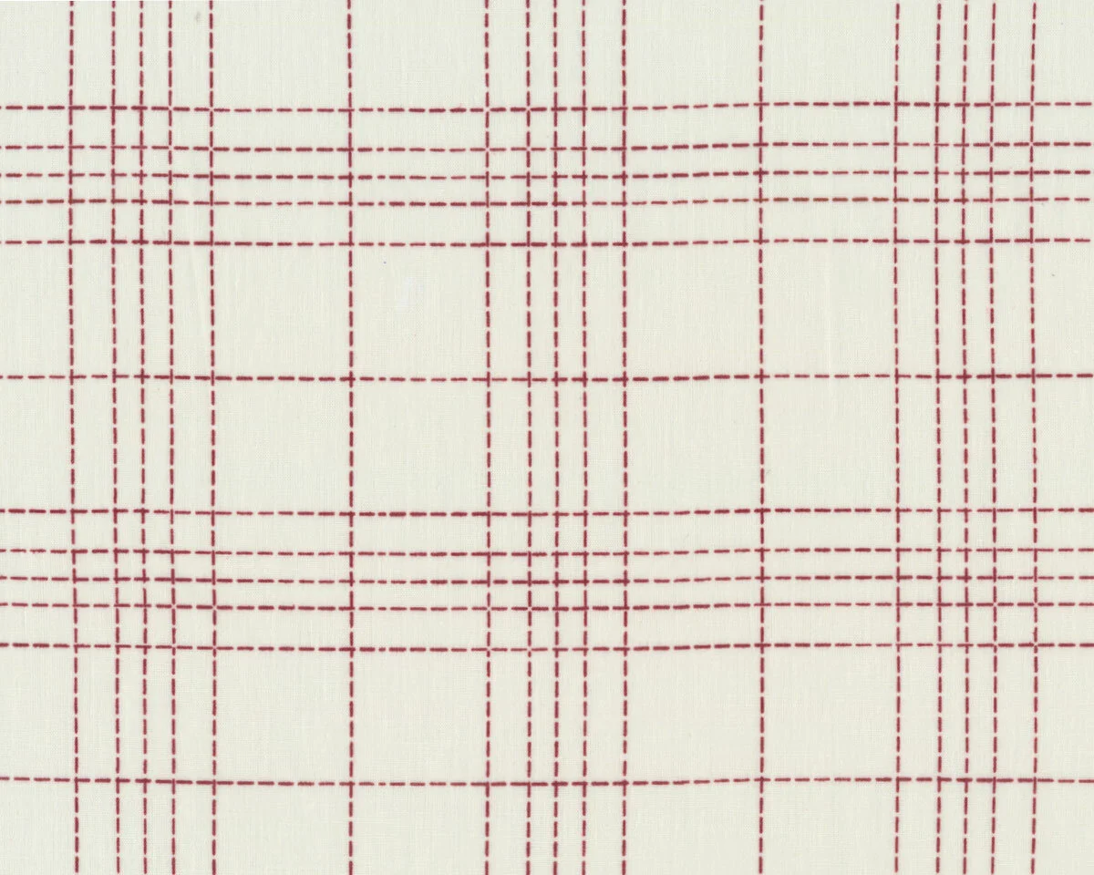 Baumwollstoff DASHED CHECKS, Strichel-Karo, wollweiß-weinrot, Fibre Mood