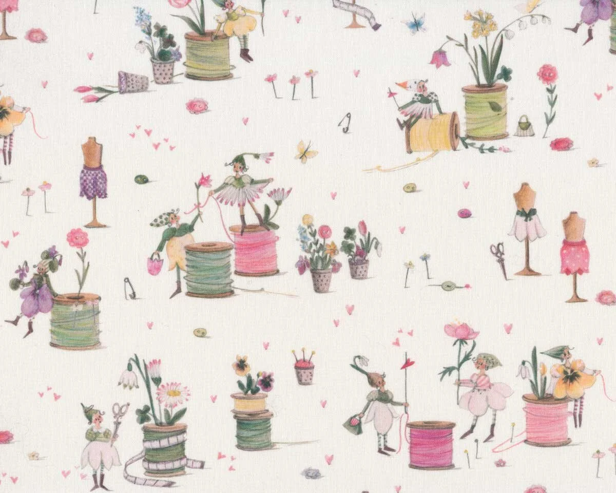 Baumwollstoff FADENSPIEL FRÜHLING, Silke Leffler, Acufactum