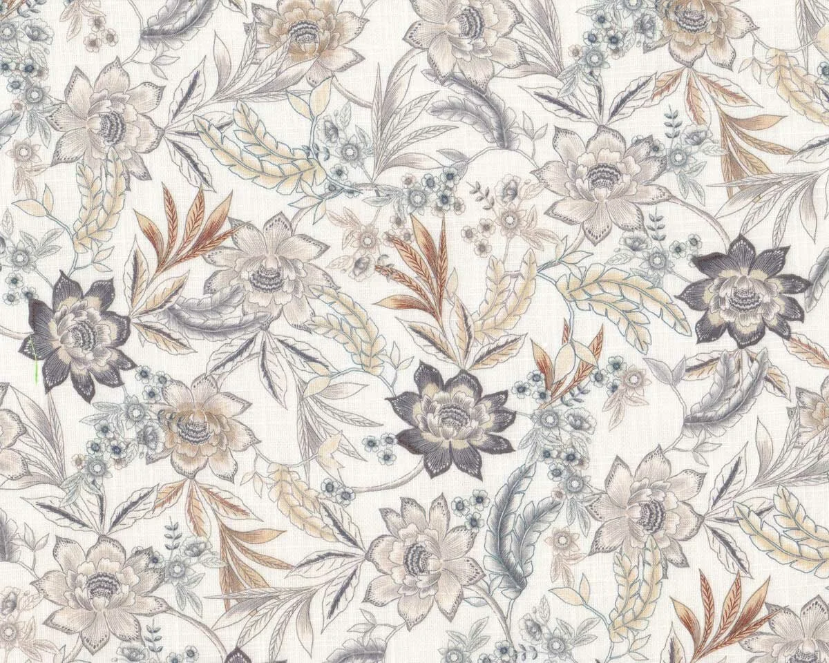 Baumwollstoff LILITH, Blumen, gebrochenes weiß, Hilco