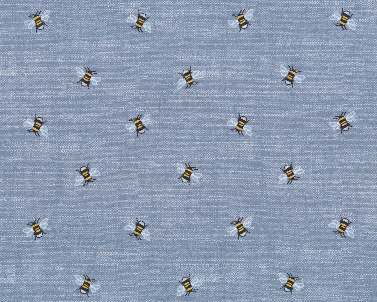 Baumwollstoff MINI BLUE in Chambray-Optik, Bienen, helles jeansblau, Hilco