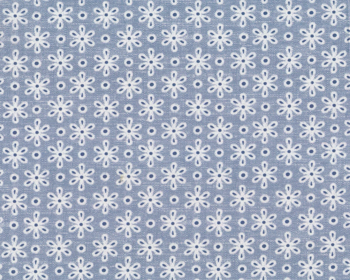 Baumwollstoff MINI BLUE in Chambray-Optik, Blüten, helles jeansblau, Hilco