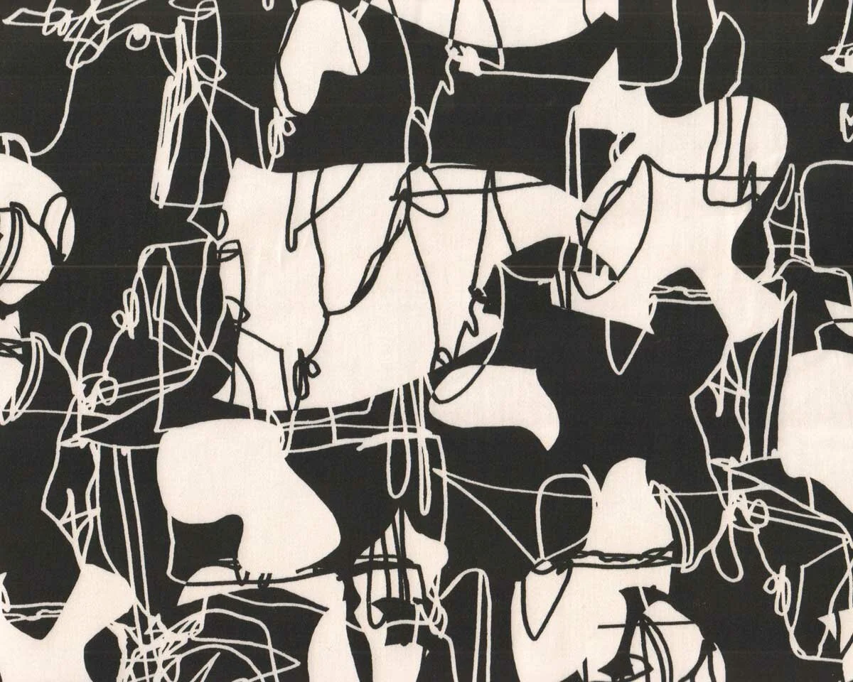 Baumwollstoff mit Stretch BLACK & WHITE, Krakelei, Toptex