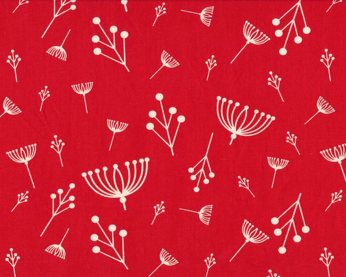 Baumwollstoff, Popeline ORGANIC COTTON, Pusteblumen, rot