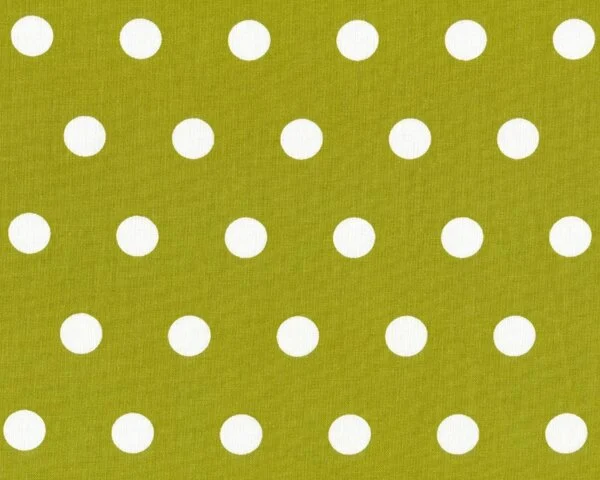 Baumwollstoff SPOTS mit großen Punkten, limette-weiß