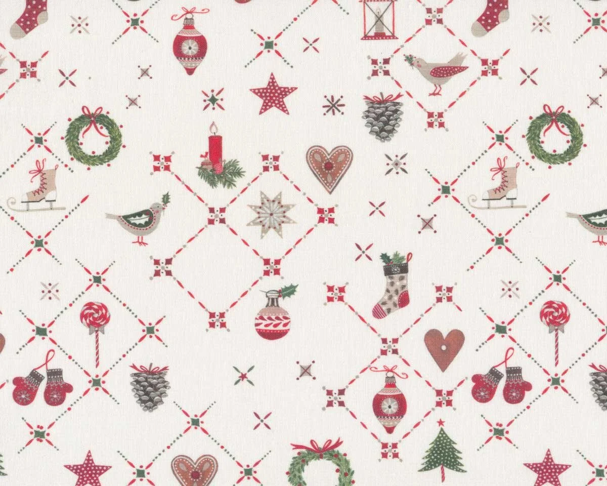 Baumwollstoff WEIHNACHTSORNAMENTE, Kerstin Heß, Acufactum