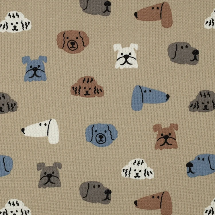 Baumwollwaffeljersey Dogs, beige