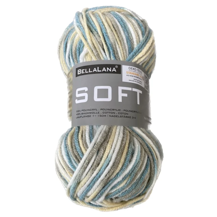 BellaLana Wolle SOFT 50gr. , petrol- gelb