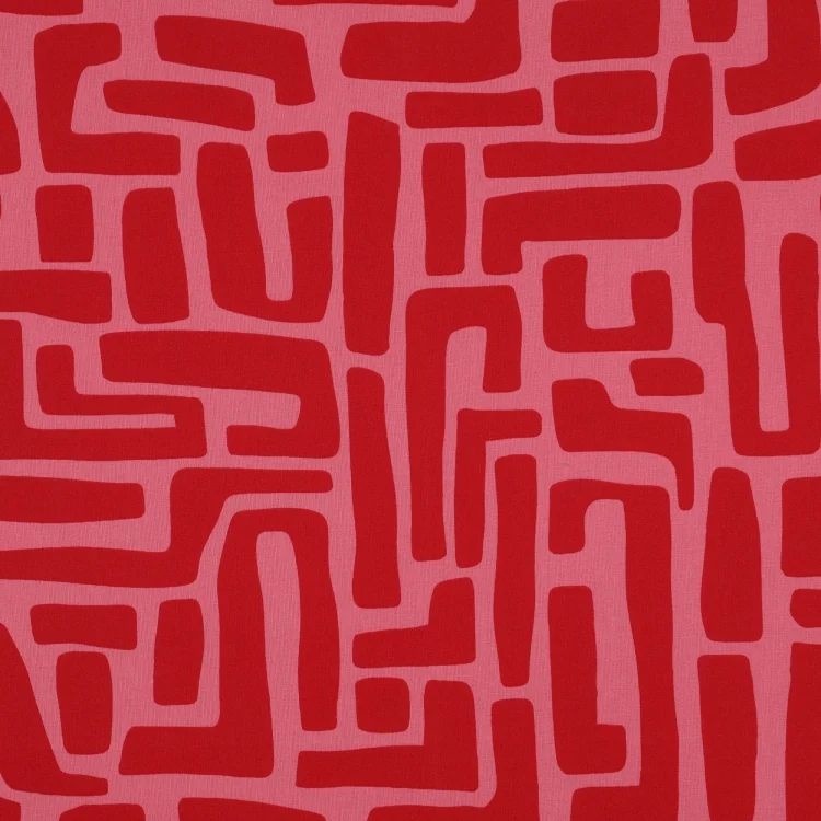 Beschichtete Baumwolle Abstract Shapes, rot