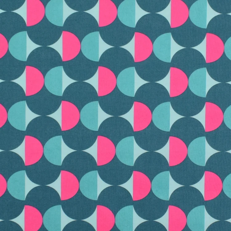 Beschichtete Baumwolle Retro Design, petrol