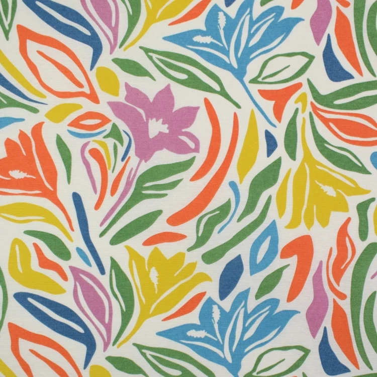 Beschichteter Dekostoff Ottoman Colorful Flowers, wollweiß
