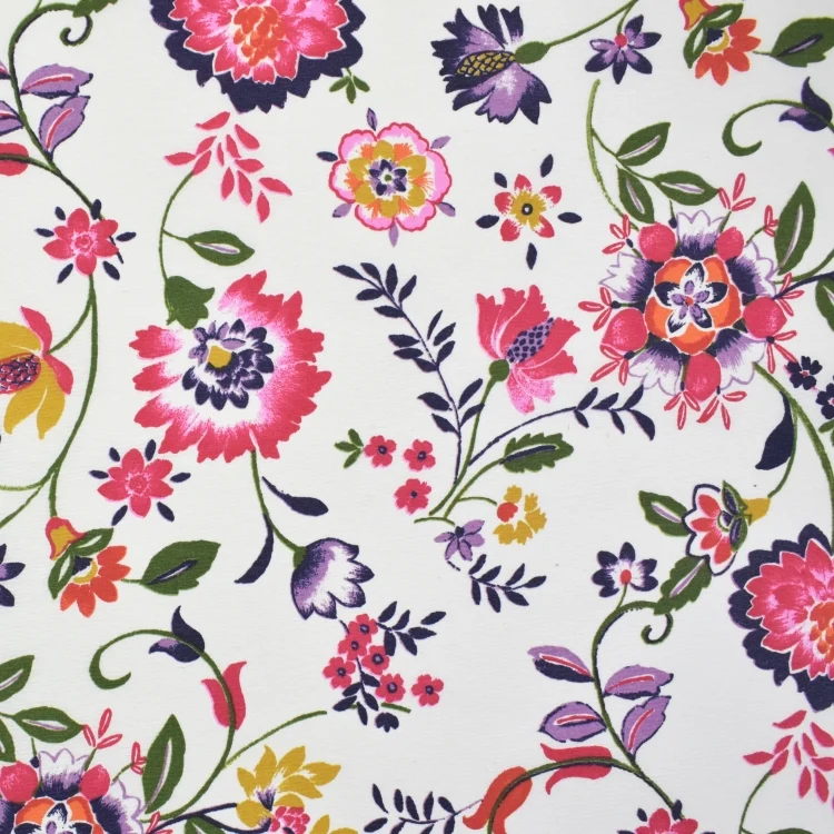 Beschichteter Dekostoff Ottoman Flower Tendrils, wollweiß