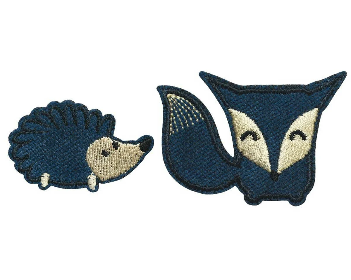 Bestickte Applikation IGEL & FUCHS, marineblau, Prym