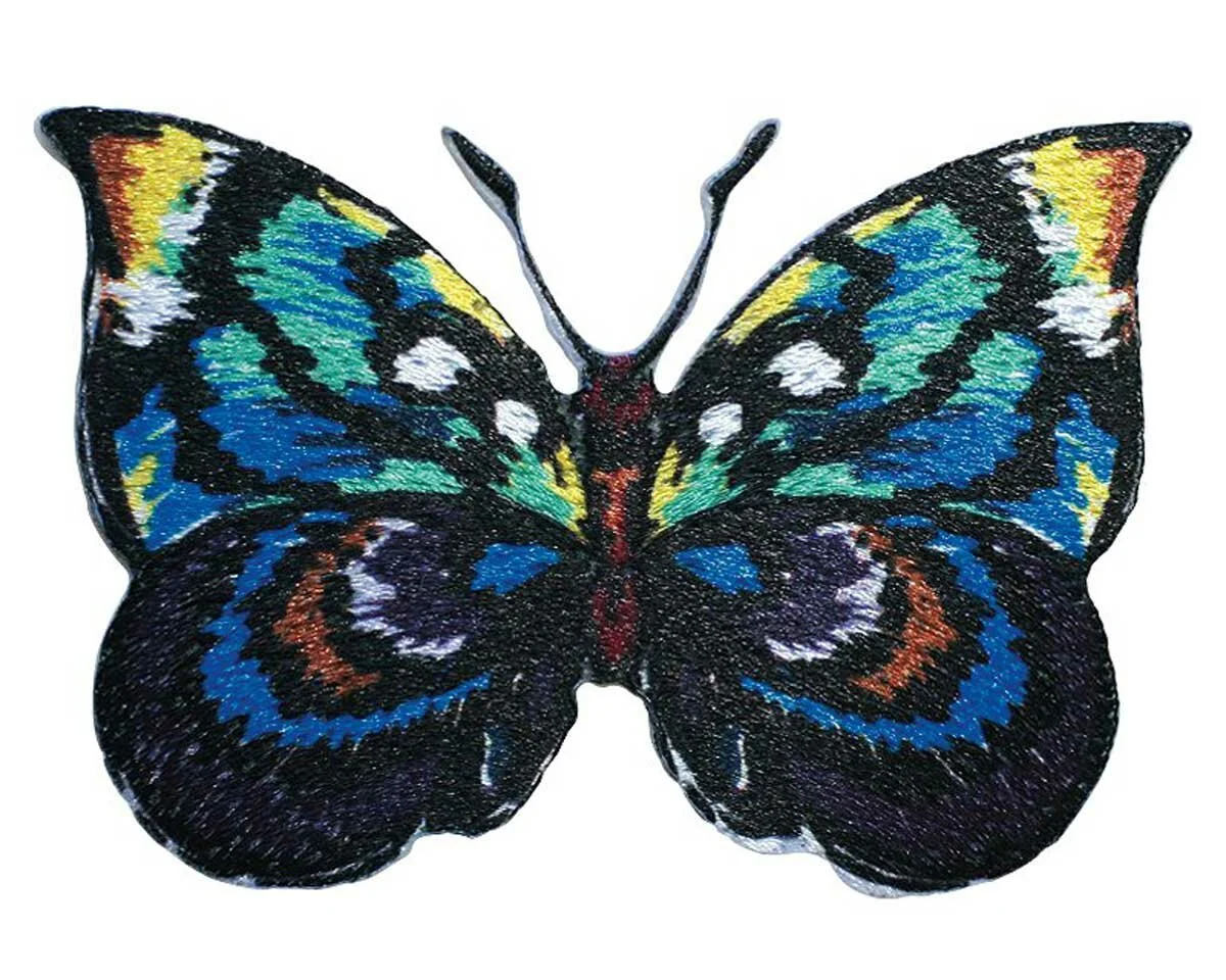 Bestickte Applikation SCHMETTERLING, blau-braun, Prym