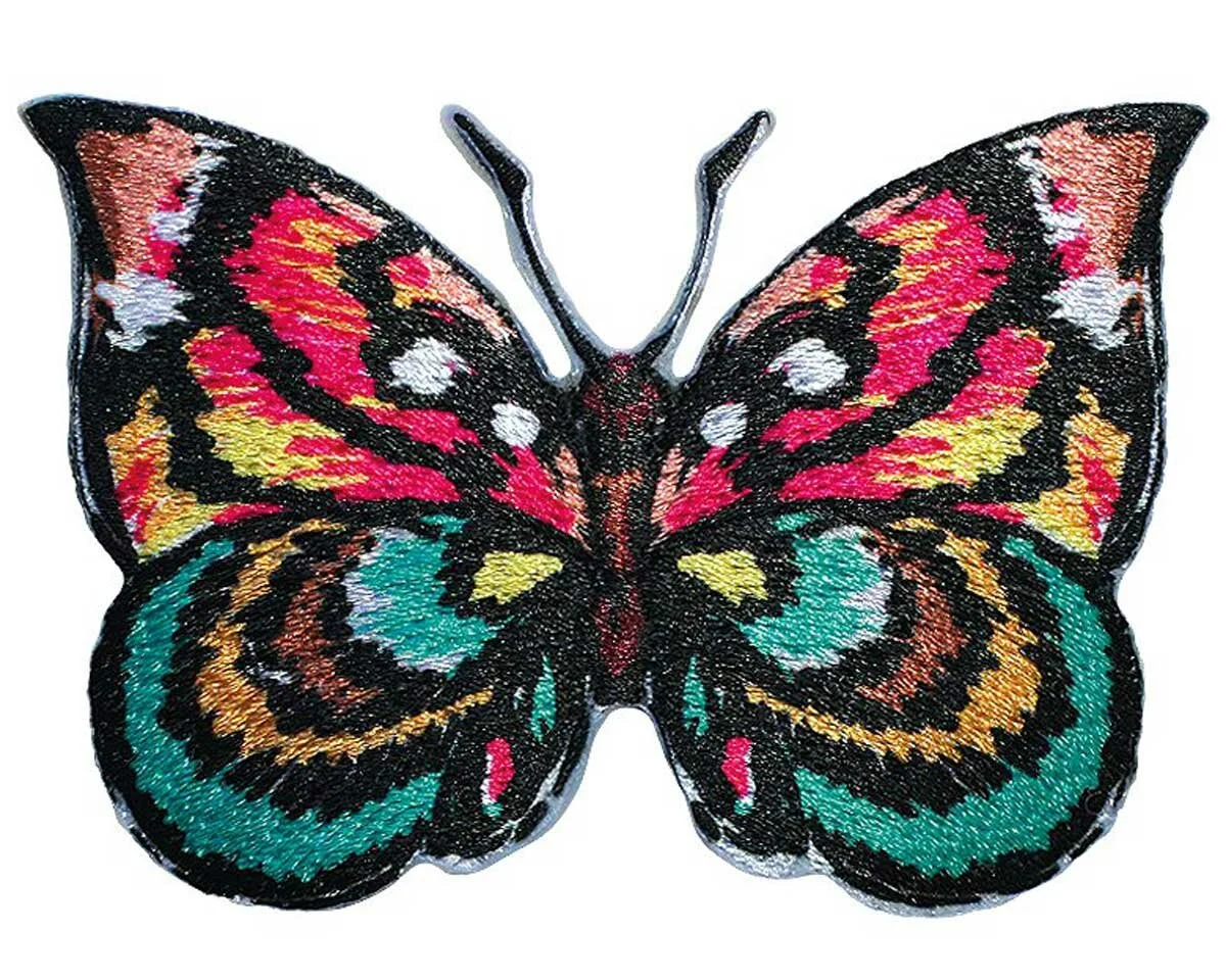 Bestickte Applikation SCHMETTERLING, pink-türkisgrün, Prym