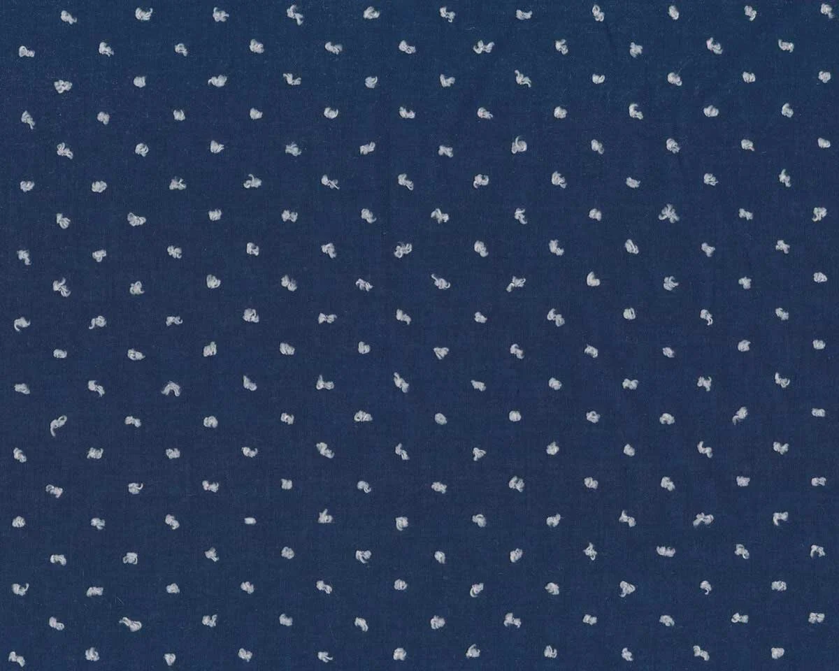 Bestickter Baumwoll-Batist MOANA, Punkte, marineblau, Toptex