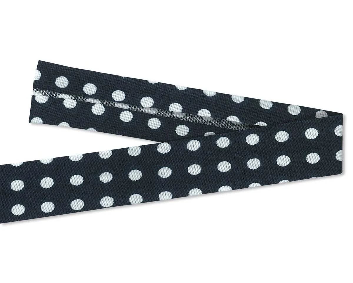 Bio-Baumwoll-Schrägband, Punkte, blau-weiß, C. Pauli
