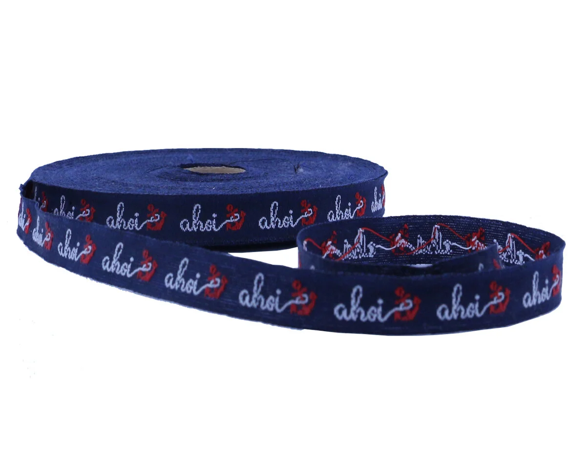 Bio-Jacquard-Webband AHOI, 1 cm, Kafka