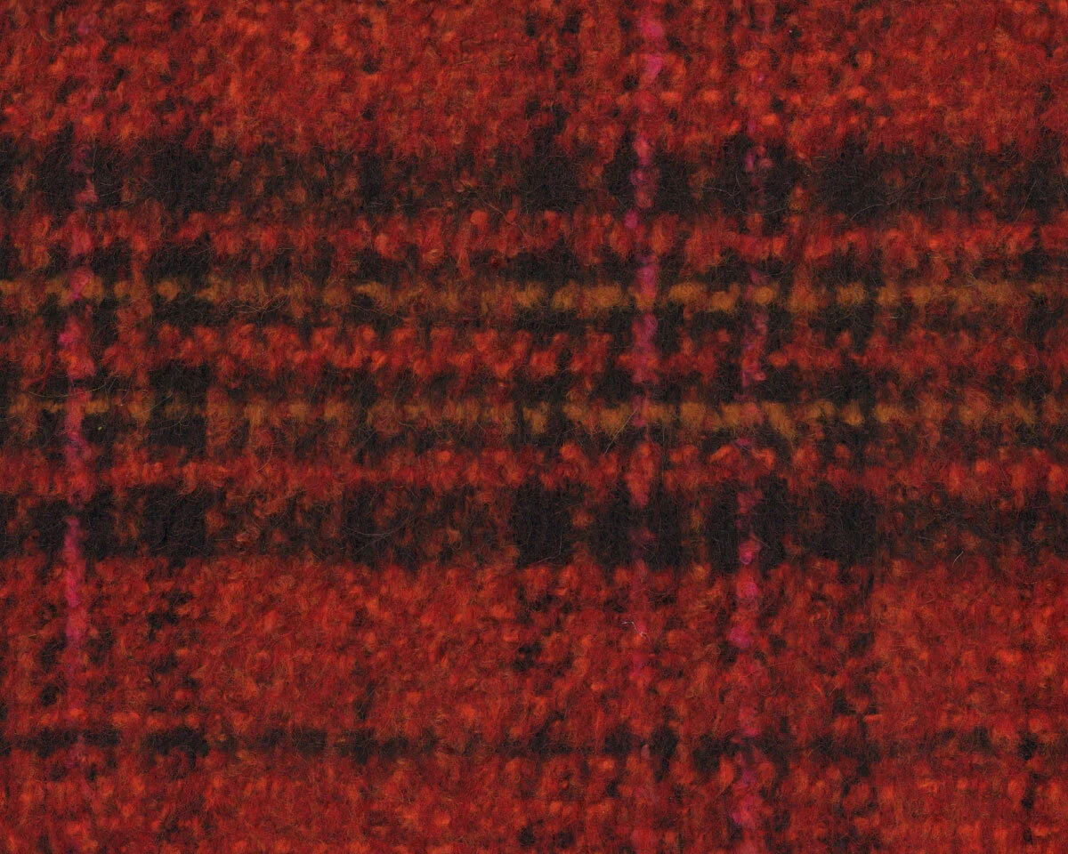 Bouclé-Strickstoff mit Alpaka BRODER, Glencheck-Karomuster, rot, Hilco