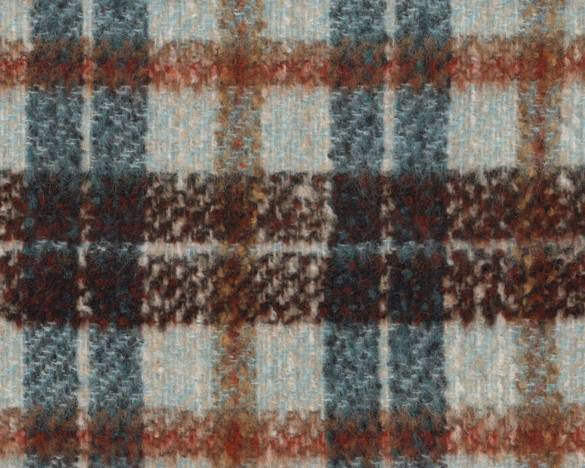 Bouclé-Strickstoff mit Alpaka ESPEN, Glencheck-Karo, hellblau, Hilco