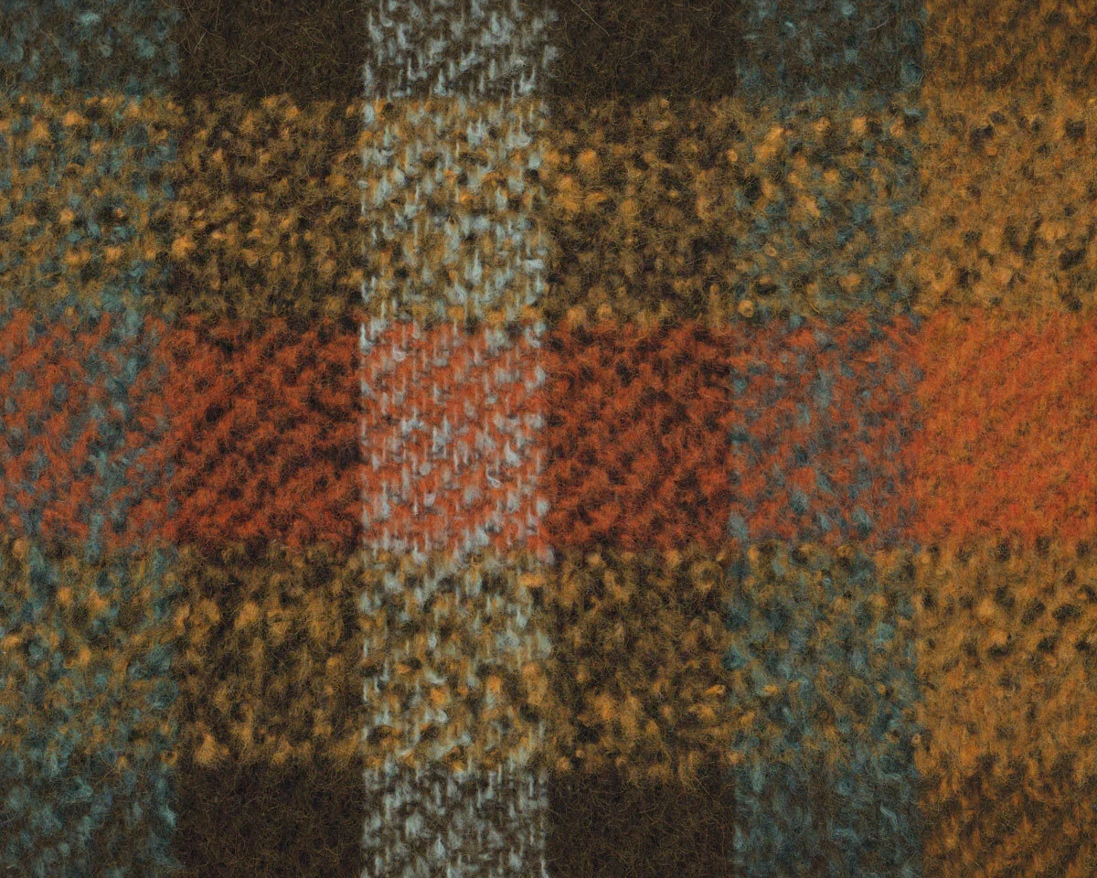 Bouclé-Strickstoff mit Alpaka FENRIS, Karomuster, limette, Hilco