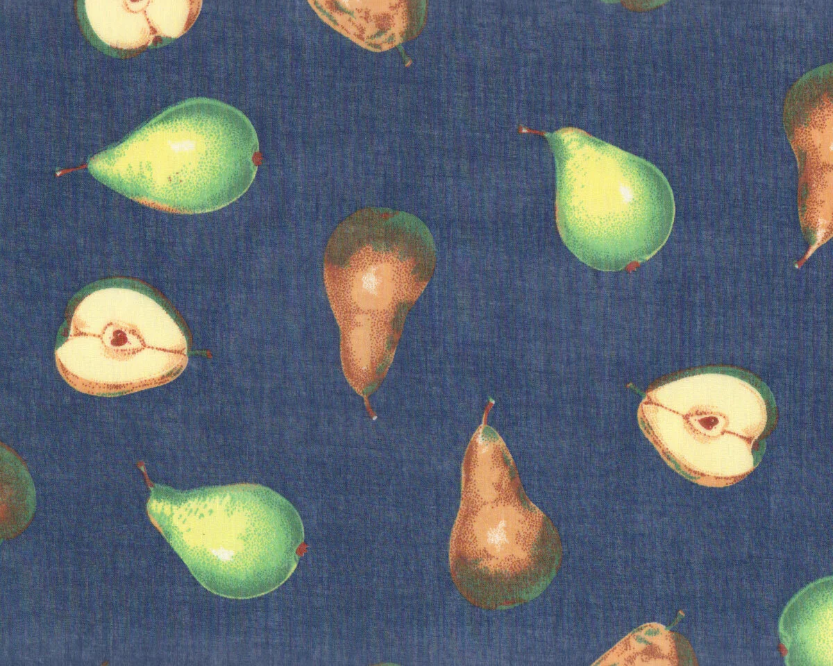 Chiffon-Dekostoff PEAR mit Birnen, blau