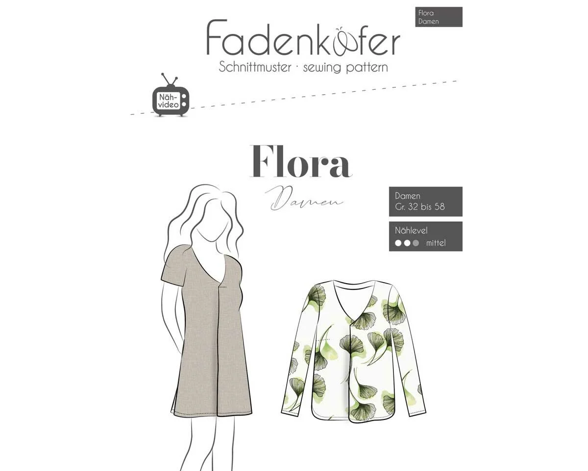 Damen-Schnittmuster Bluse oder Tunika FLORA, fadenkäfer