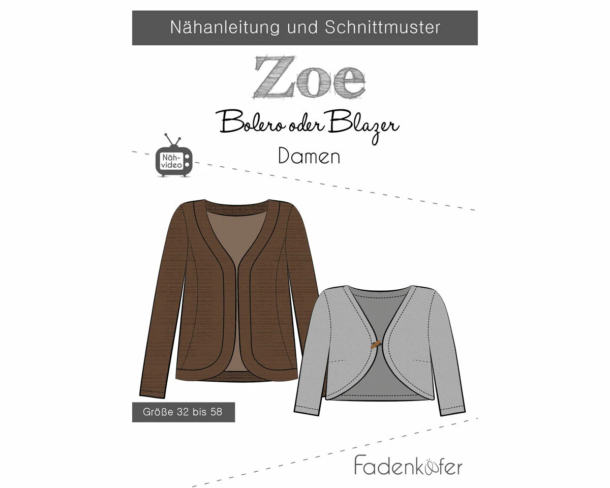 Damen-Schnittmuster Bolero ZOE, fadenkäfer
