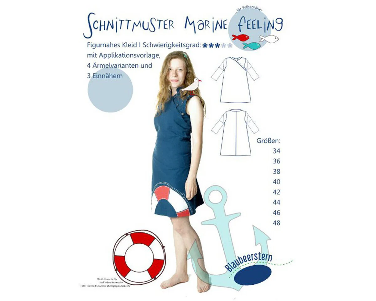 Damen-Schnittmuster Kleid MARINE FEELING, Blaubeerstern