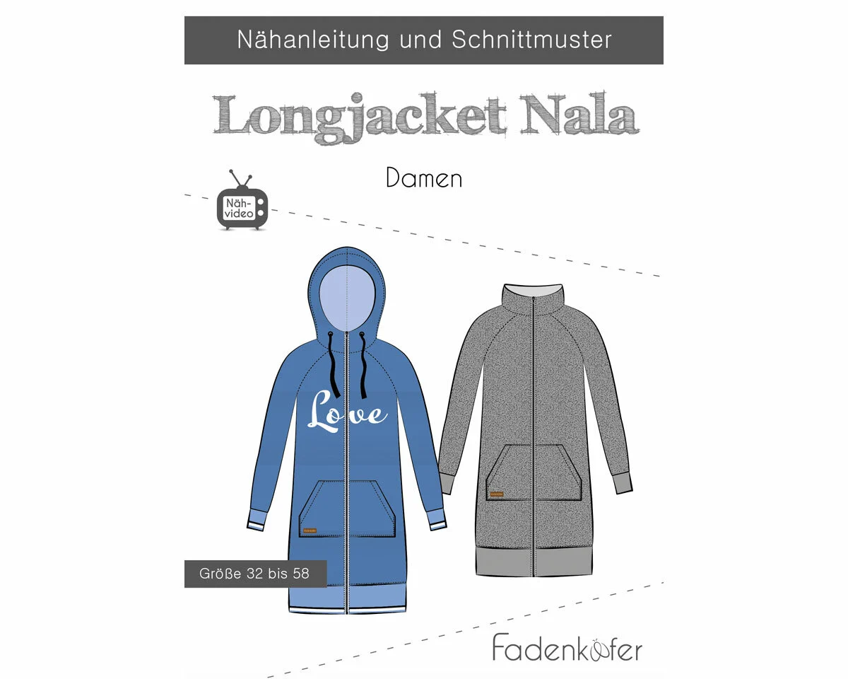 Damen-Schnittmuster Longjacket NALA, fadenkäfer