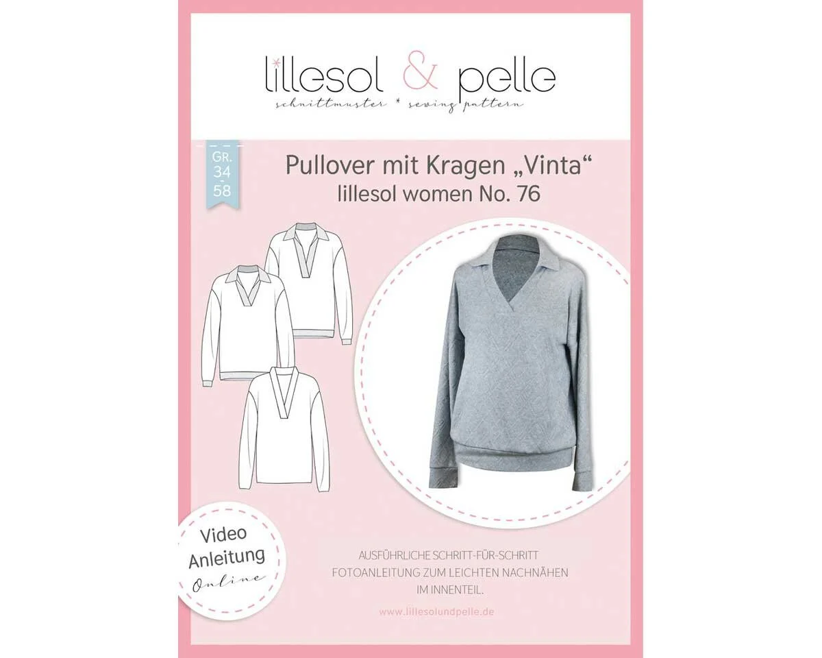 Damen-Schnittmuster Pullover mit Kragen VINTA, lillesol women No.76