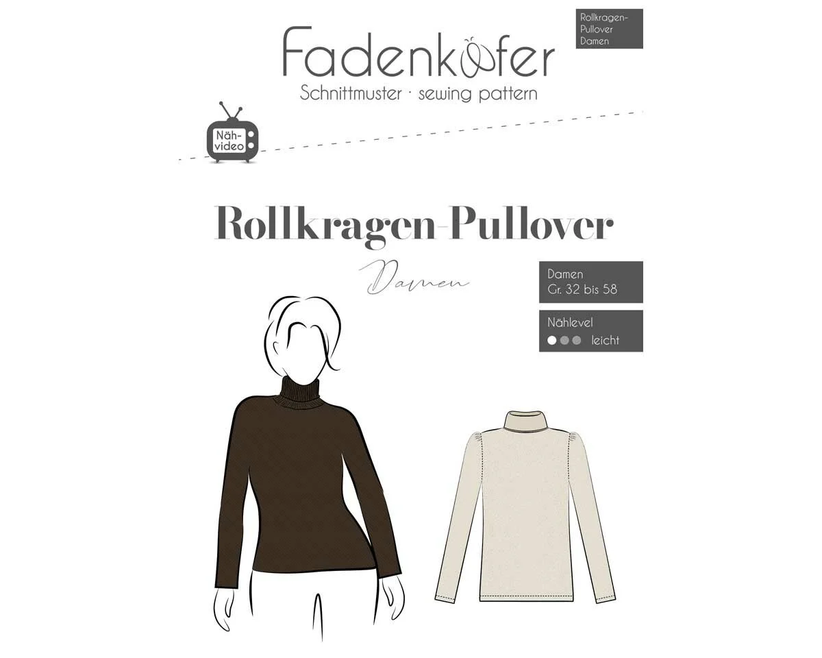 Damen-Schnittmuster ROLLKRAGEN-PULLOVER, fadenkäfer
