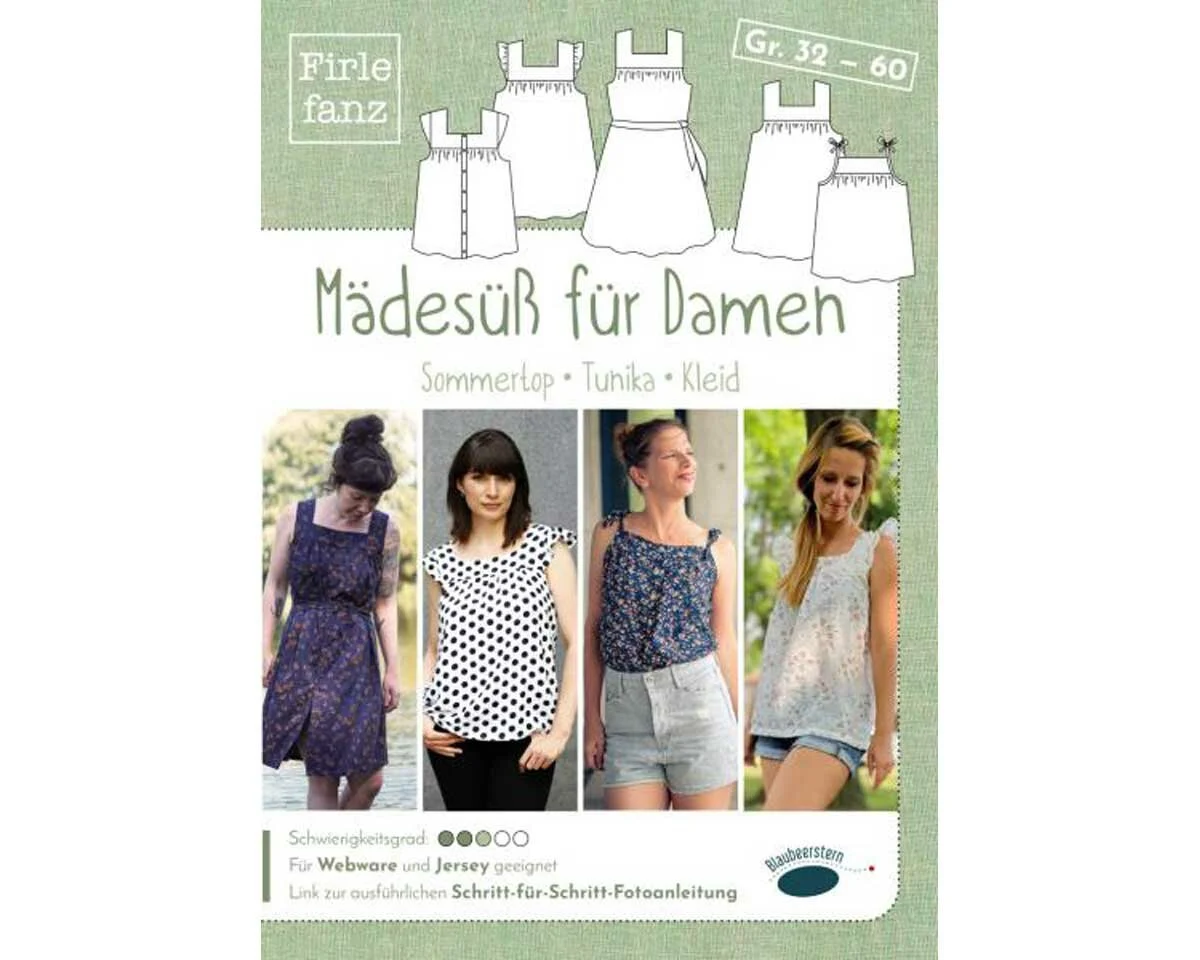 Damen-Schnittmuster Sommertop, Tunika und Kleid MÄDESÜSS, Blaubeerstern