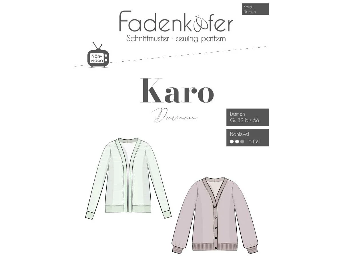 Damen-Schnittmuster Strickjacke KARO, fadenkäfer