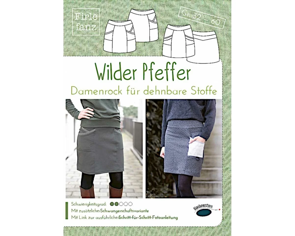 Damen-Schnittmuster WILDER PFEFFER, dehnbare Stoffe, Blaubeerstern