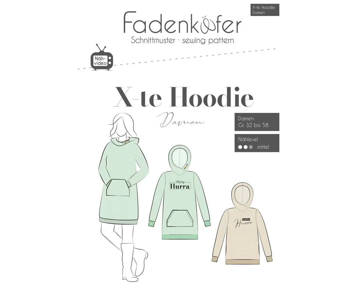 Damen-Schnittmuster X-te HOODIE, fadenkäfer