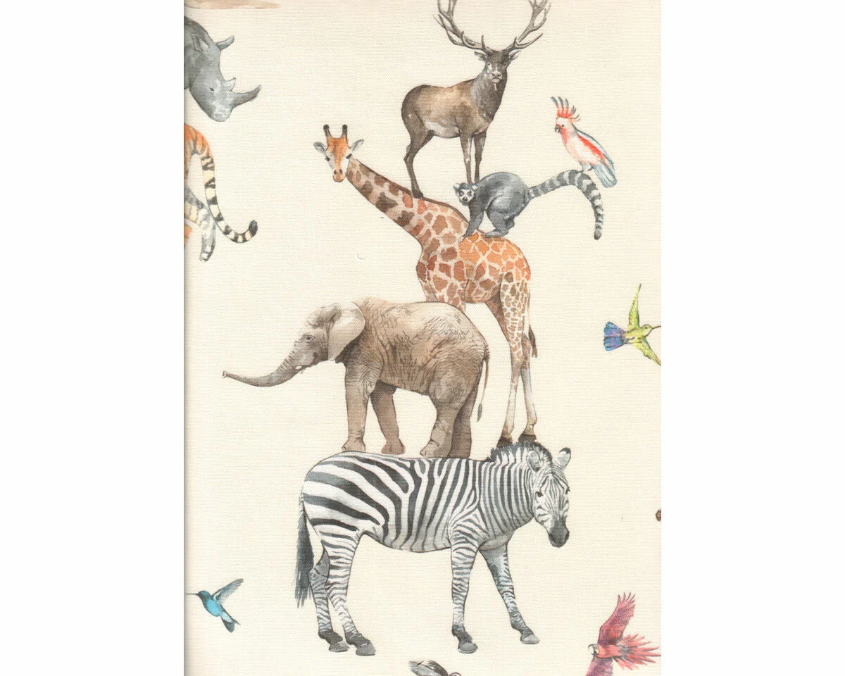 Dekostoff BIG ADVENTURE, Zootiere, creme, Clarke & Clarke