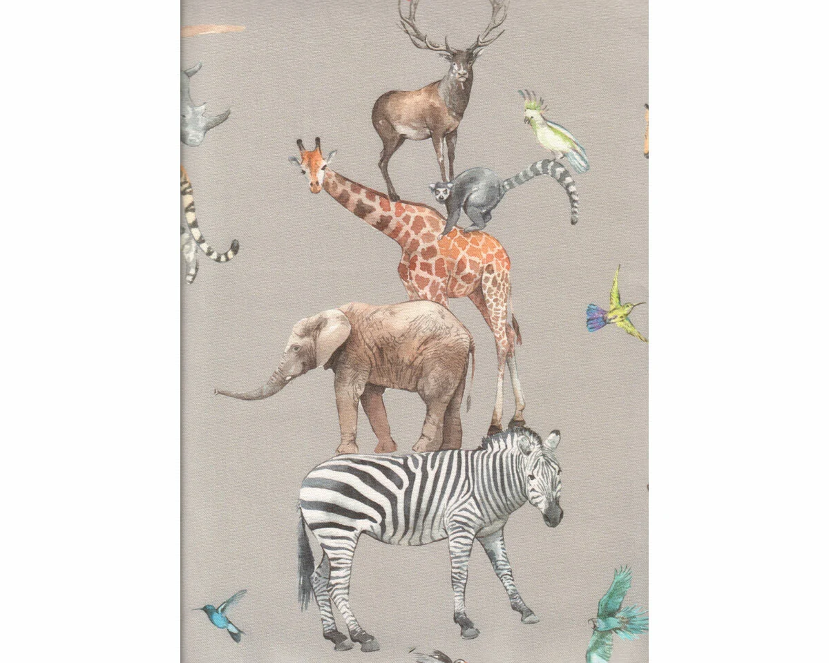 Dekostoff BIG ADVENTURE, Zootiere, grau, Clarke & Clarke