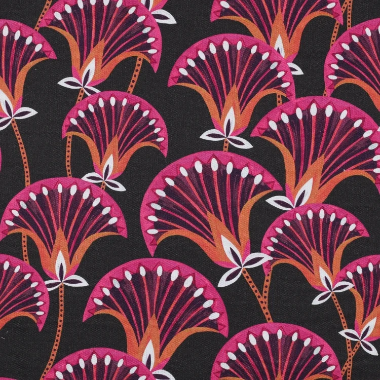 Dekostoff Canvas Beautiful Flowers, braun