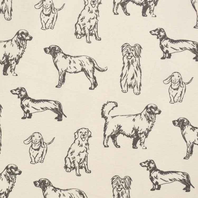 Dekostoff Canvas Dogs, wollweiß