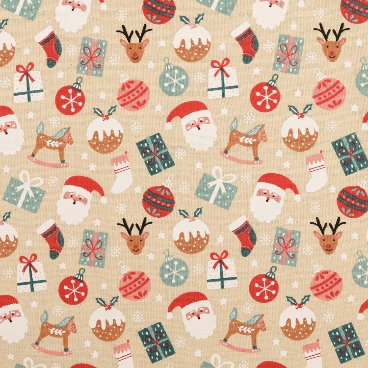 Dekostoff Canvas Weihnachten, natur
