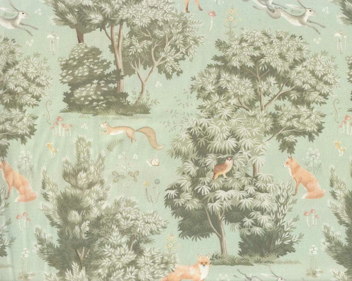 Dekostoff CHRISTINA, Fuchs und Hase, grüngrau