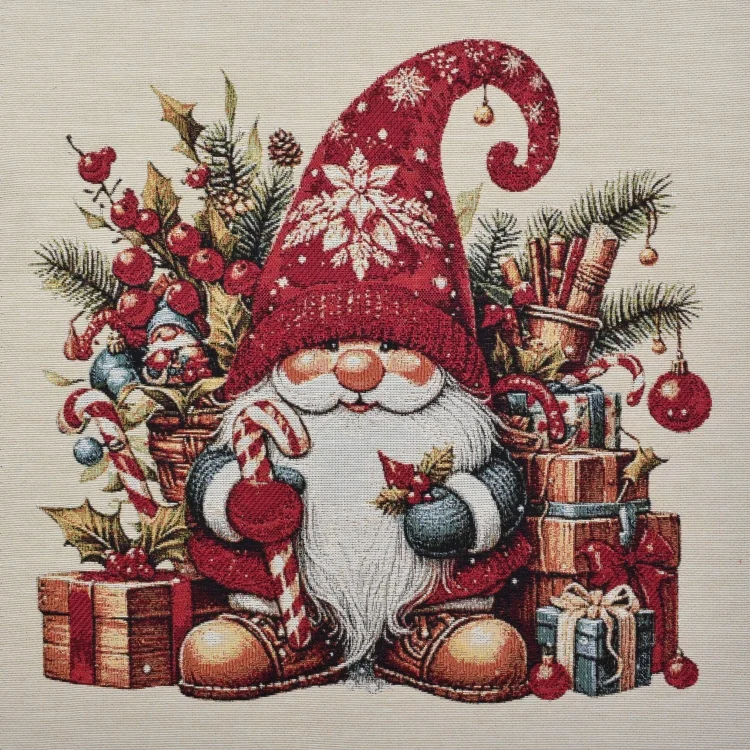 Dekostoff Gobelinstoff Happy Santa Panel, 46 x 46 cm