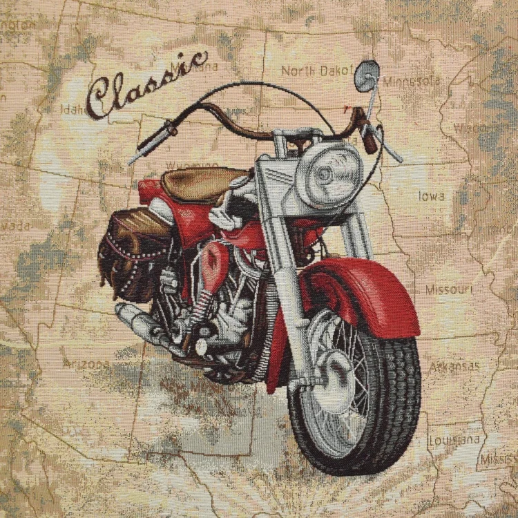 Dekostoff Gobelinstoff Panel Motorrad, 46 x 46 cm