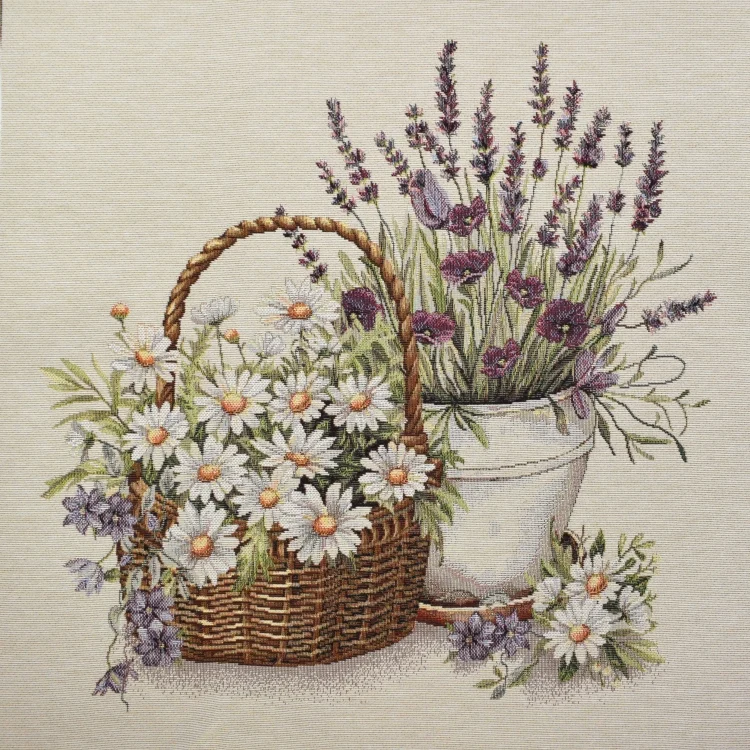 Dekostoff Gobelinstoff Panel Sommergarten, 46 x 46 cm