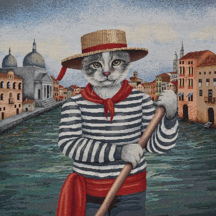 Dekostoff Gobelinstoff Panel Venice Cat, 46 x 46 cm