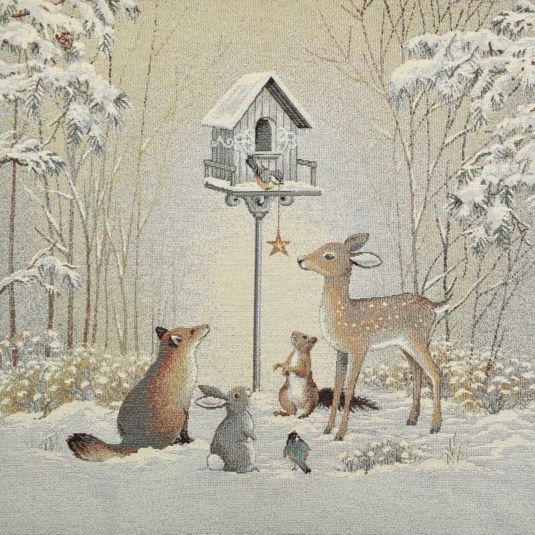 Dekostoff Gobelinstoff Panel Waldtiere, 46 x 46 cm