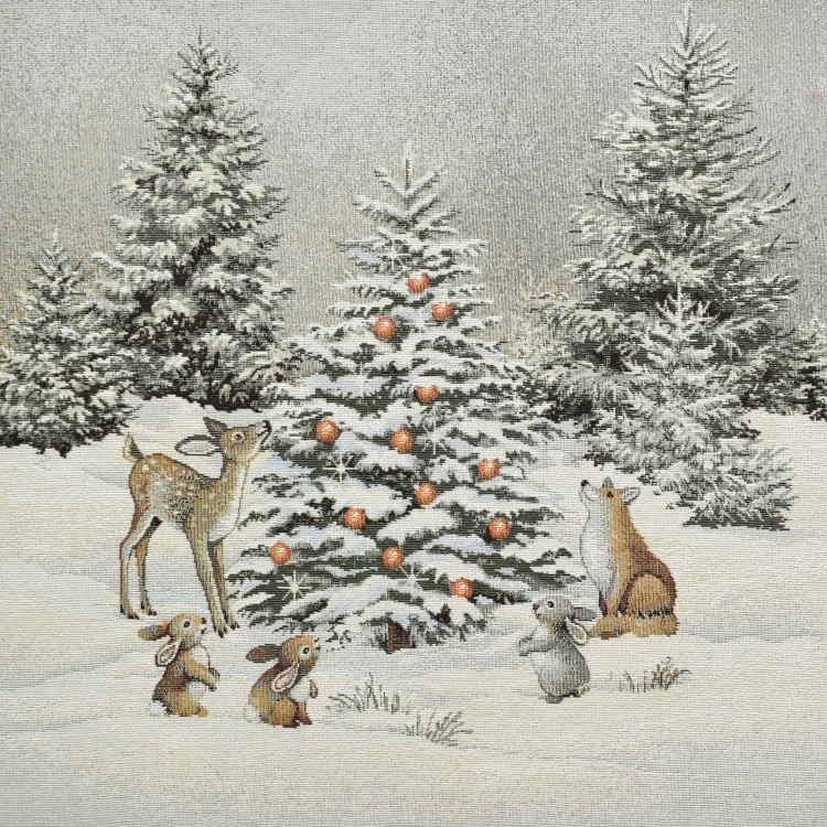 Dekostoff Gobelinstoff Panel Waldweihnacht, 46 x 46 cm