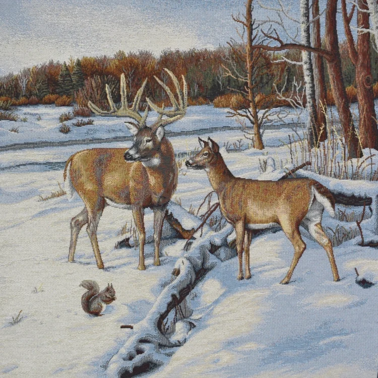 Dekostoff Gobelinstoff Panel Winter Deer, 46 x 46 cm