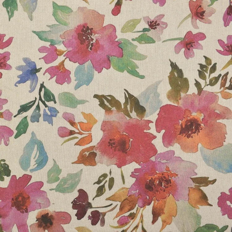 Dekostoff Halbpanama Flower Paradise, beige